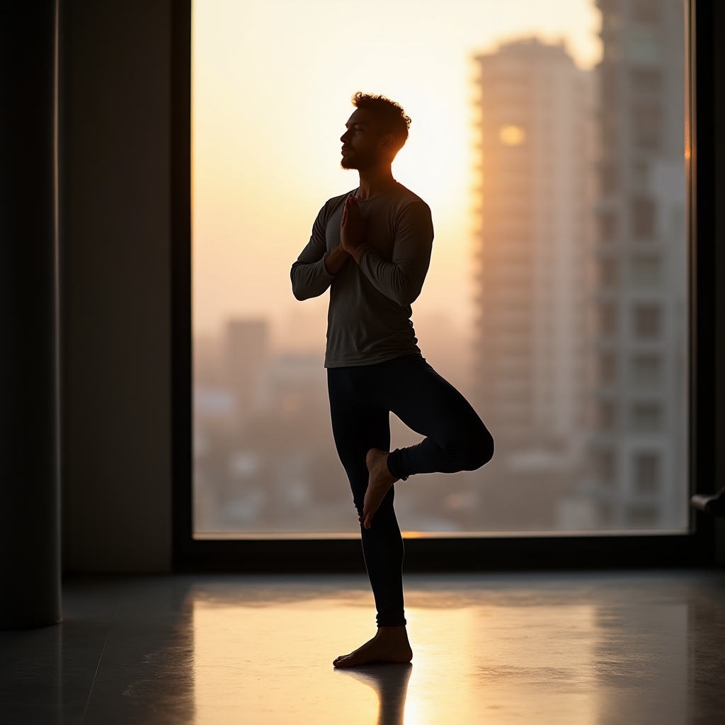Pratica di equilibrio e mindfulness in sala